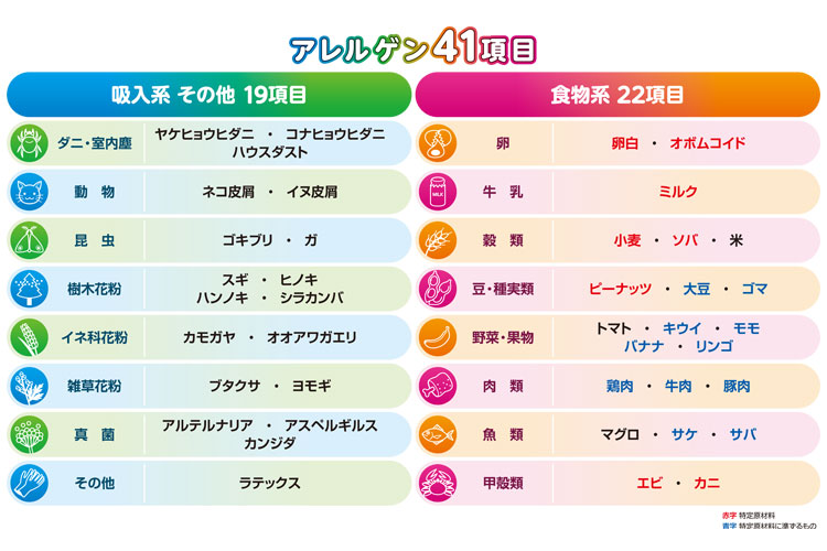 下記の41項目を測定できます